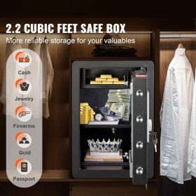 Safe, 2.2 Cubic Feet Home Safe, Steel Security Safe with Fingerprint, Digital Keypad and 2 Keys, Cabinet Safe with Large Fire-proof Bag, Protect